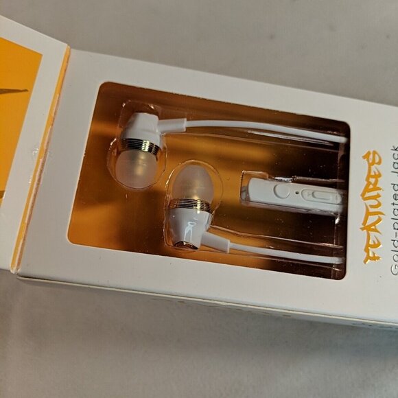B Hip Maestro Series Dorato Big Bass Gold White Fashion Earbuds NEW 3.5mm Mic - Picture 7 of 8